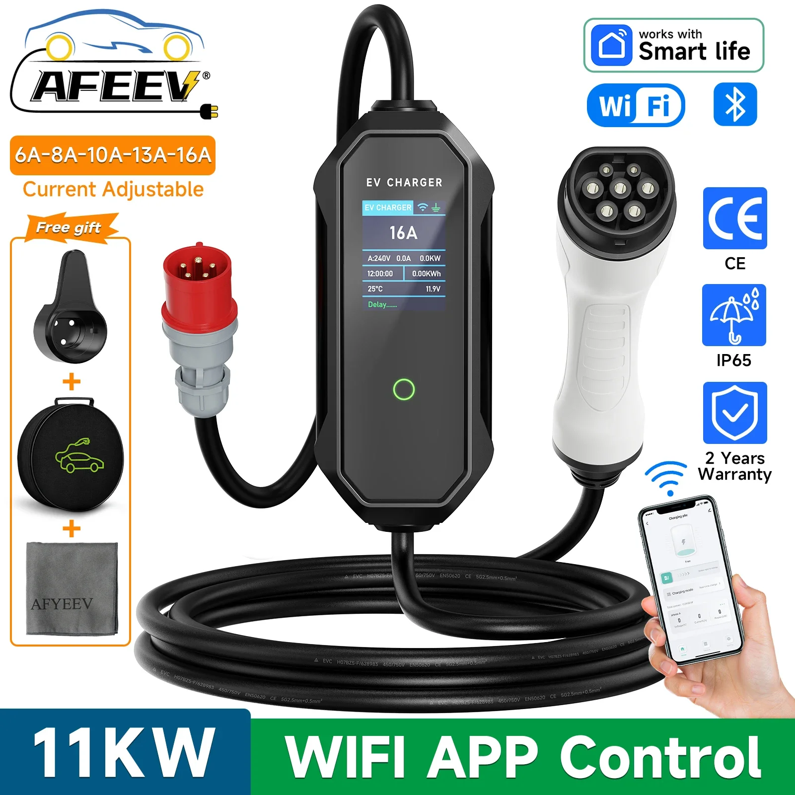 Type 2 Portable Ev Charger 11Kw Cee - AFEEV Tipo 2 Carregador EV Portátil