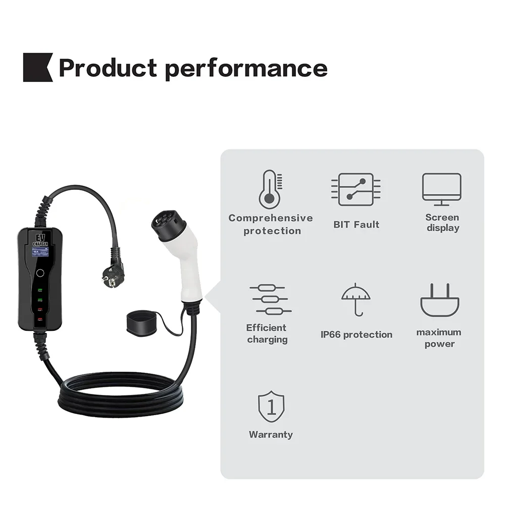 11kw 16a portátil ev carregado - Type 2 Portable Ev Charger 11Kw Cee avaliação e preço