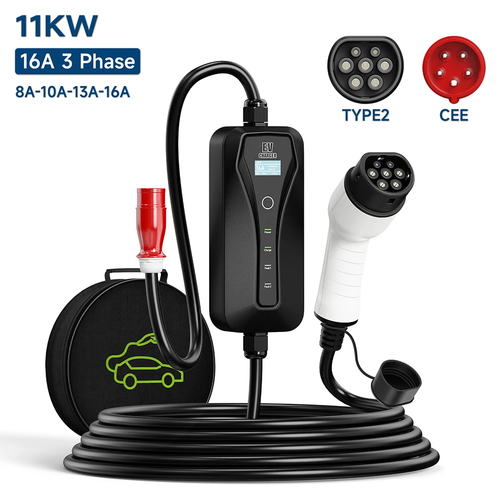 11kw 16a ev carregador tipo 2  - Type 2 Portable Ev Charger 11Kw Cee avaliação e preço