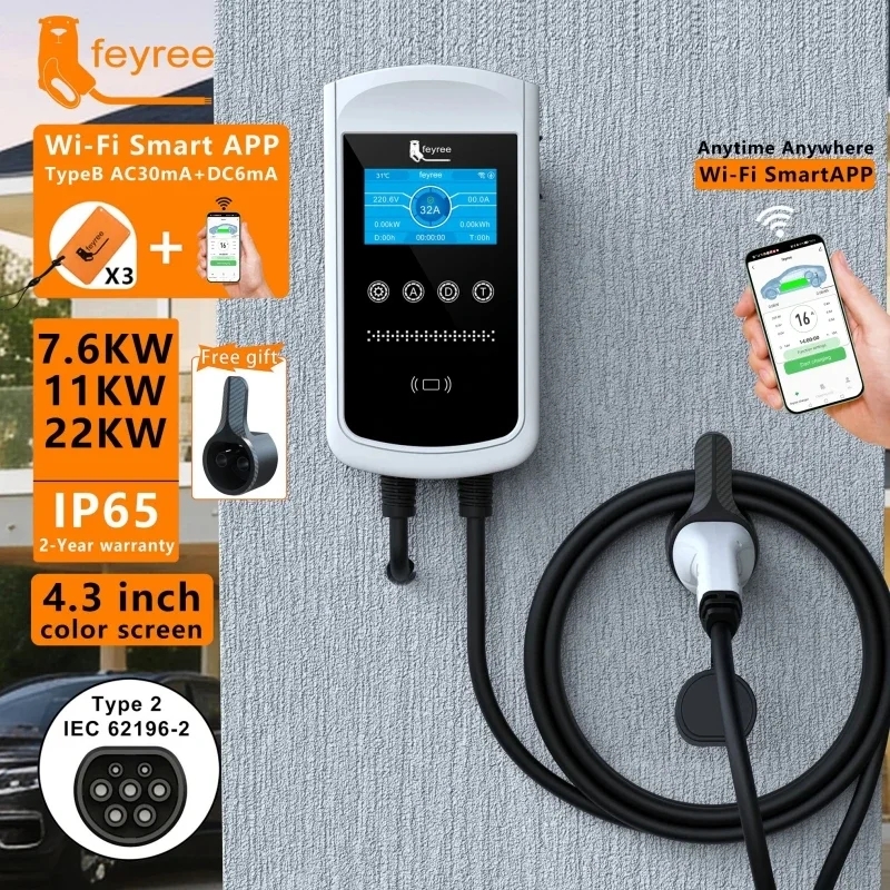 Carregador EV Feyree Tipo 2 32 - Ev Charger Type 2 22Kw 32A 3 Phase avaliação e preço