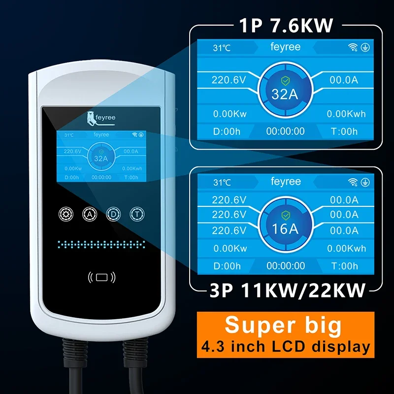 Carregador EV Feyree Tipo 2 32 - Ev Charger Type 2 22Kw 32A 3 Phase avaliação e preço